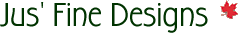 Jus' Fine Logo w Hardwood font and red maple leaf